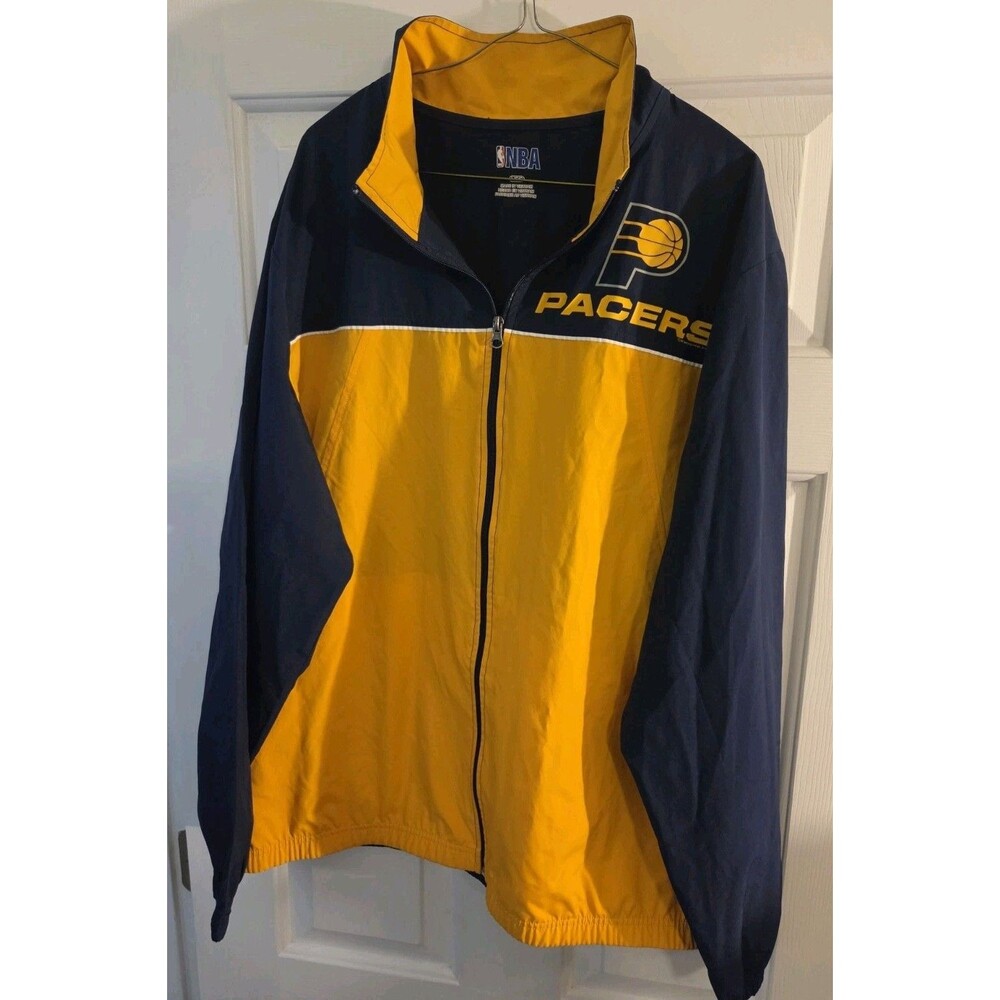 NBA Wind Breaker Jacket Indiana Pacers Large Zipper Vintage Double Stitched Pock